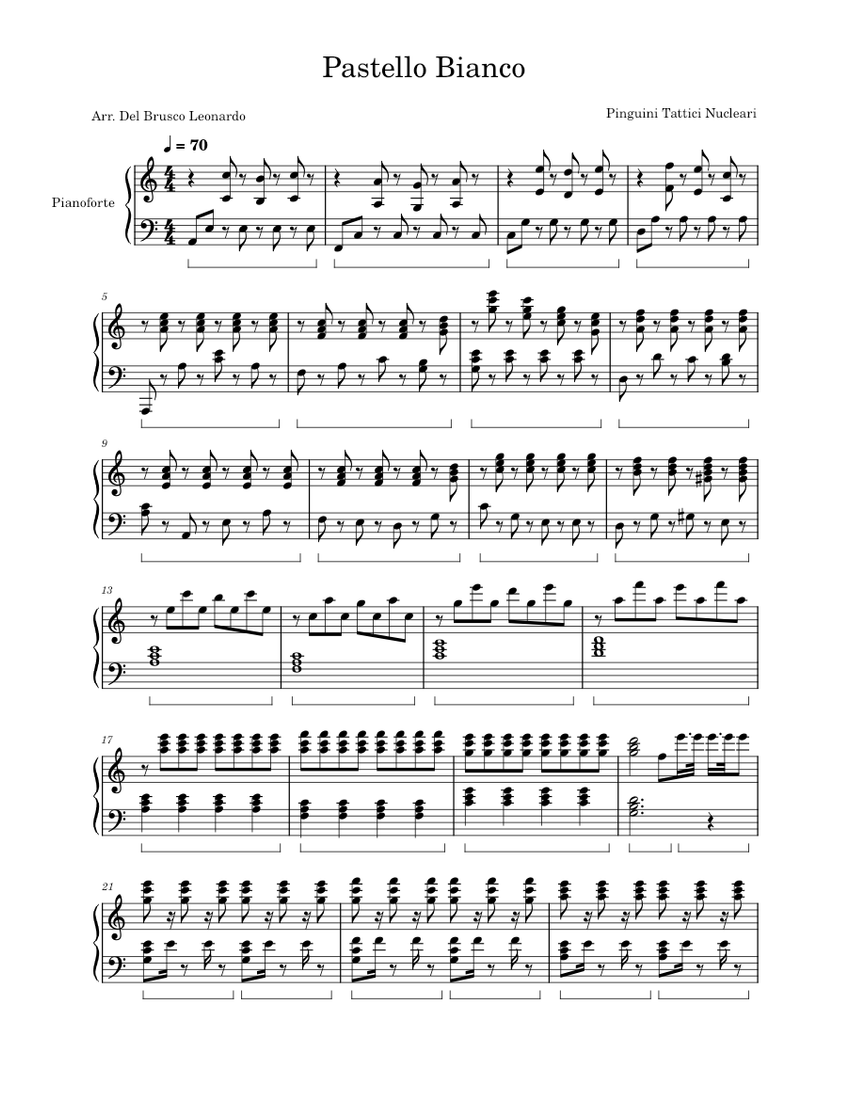 Pastello bianco Pinguini Tattici Nucleari Pastello Bianco Pianoforte Sheet music for Piano Pastello bianco Pinguini Tattici Nucleari Pastello Bianco Pianoforte Sheet music for Piano