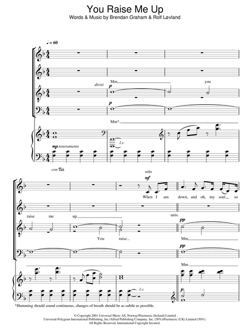 You Raise Me Up - Westlife (Choral, SATB)