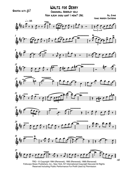 Waltz For Debby (Arr. M. Contreras) - Bill Evans (Alto Sax Solo)