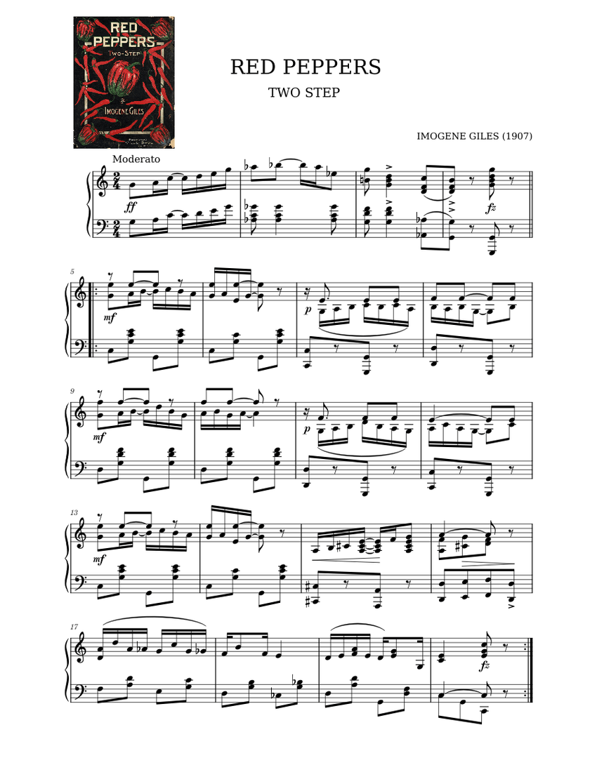 Red Peppers Script Red Peppers by Imogene Giles (1907) Sheet Music for Piano (Solo ...