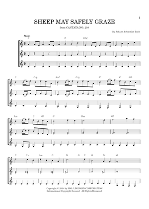 Sheep may safely graze – Johann Sebastian Bach Sheep for guitar quartet ...