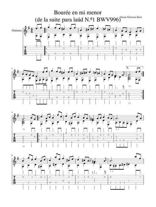 Bourée en mi menor de la Suite para laúd N.º 1 BWV996