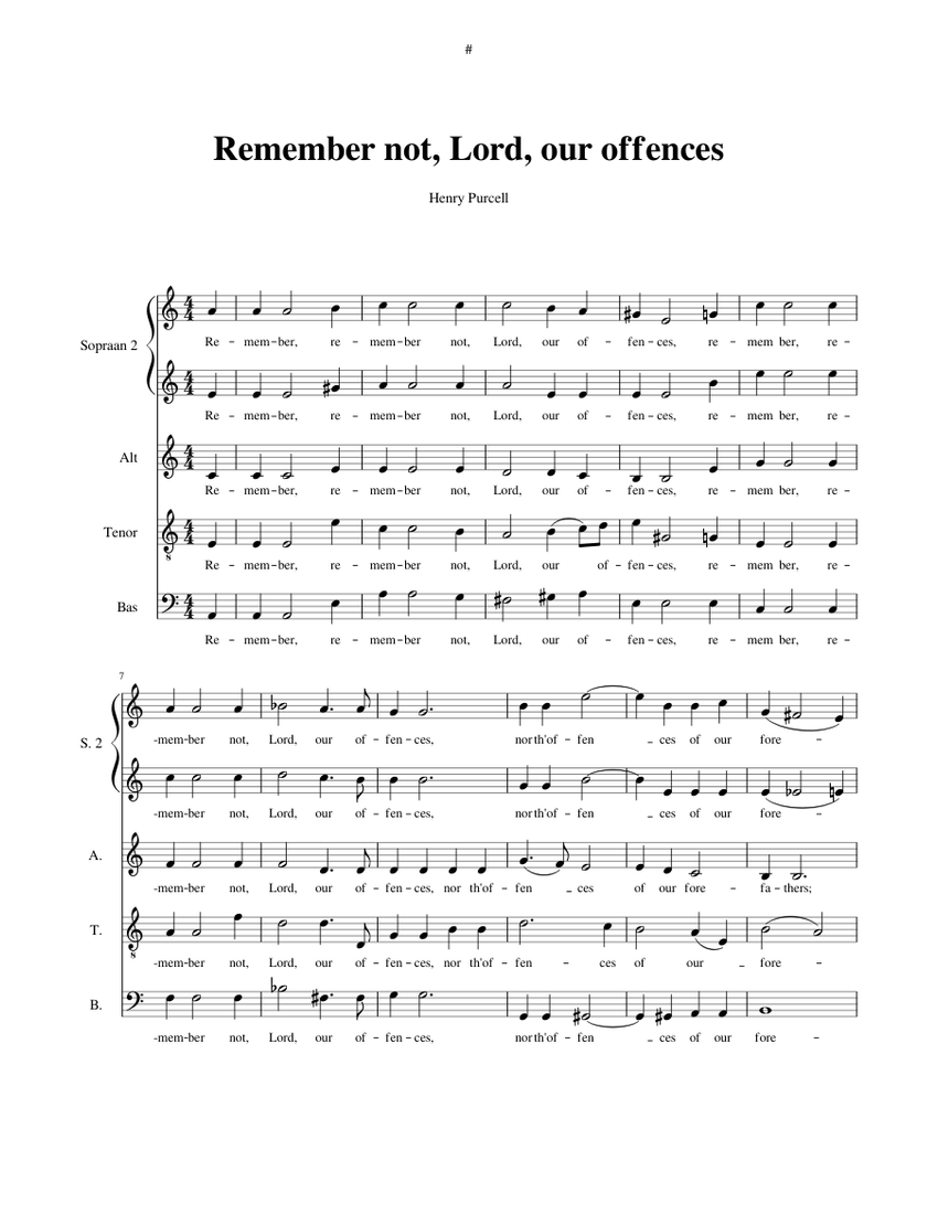 Remember Not remember not Sheet music for Alto, Tenor, Bass voice, Vocals (Choral ...