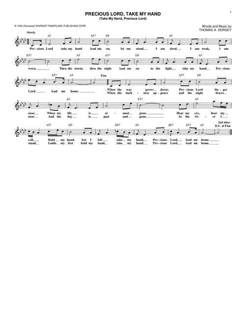Precious Lord, Take My Hand (Take My Hand, Precious Lord) - Elvis Presley, Aretha Franklin (Lead Sheet - Fake Book)
