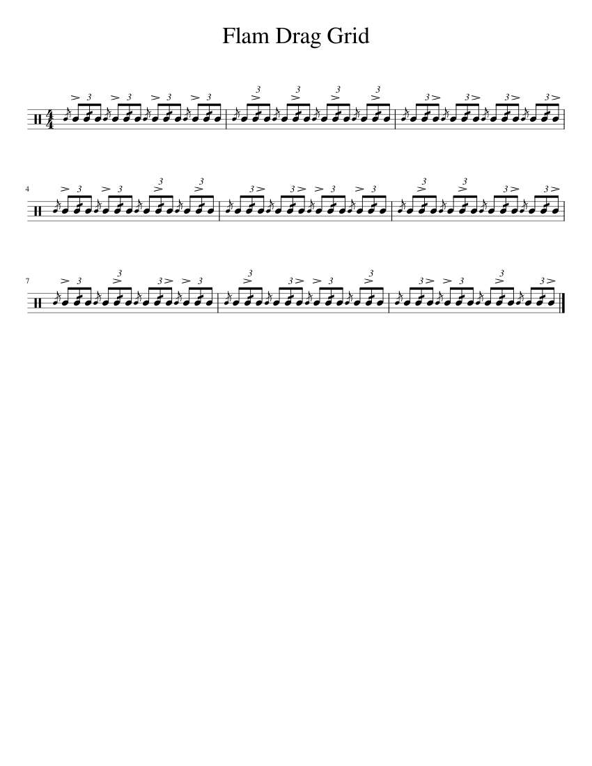 Flam Drag Grid Sheet music for Snare drum (Solo)