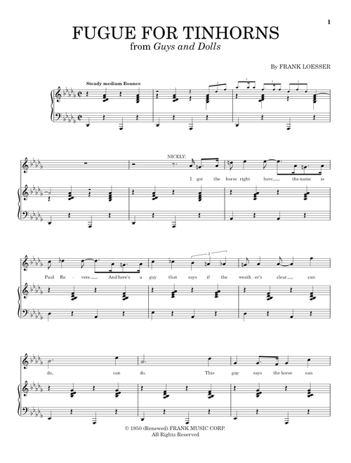 Fugue For Tinhorns - Frank Loesser (Piano Vocal)