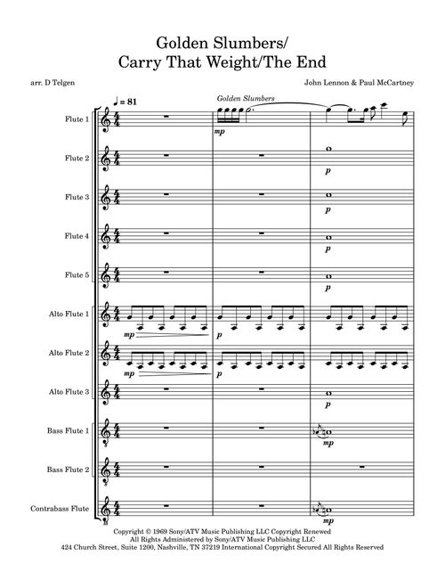 Golden Slumbers/carry That Weight/the End (Arr. D Telgen) - Paul McCartney, John Lennon (Woodwind Ensemble)