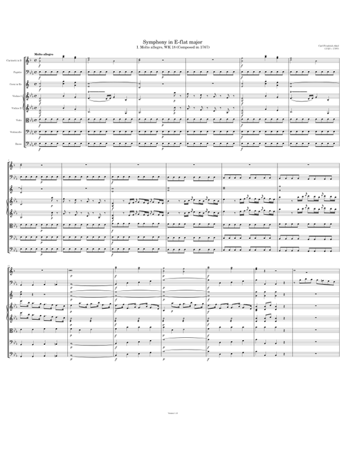 [I. Molto allegro] Symphony in E-flat major, WK 18 – Abel