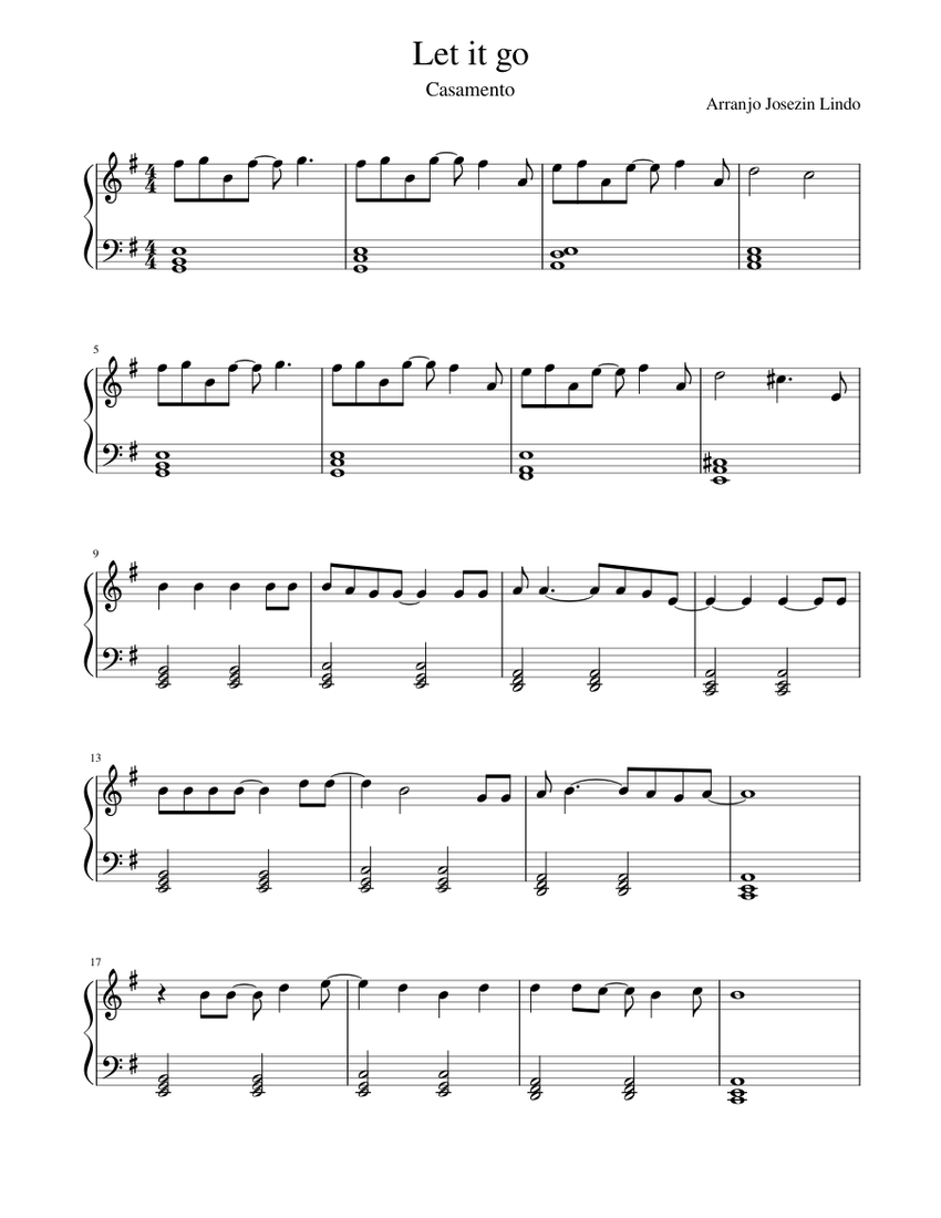 Let it go Frozen/Arranjo José Otávio Sheet music for Piano (Solo) Easy