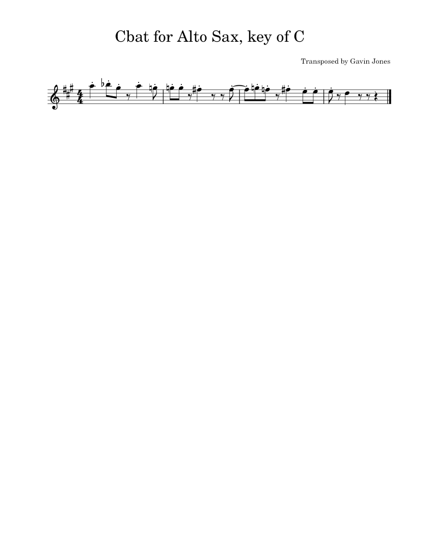 Cbat Hudson Mohawke Cbat transposed by Gavin J Hudson Mohawke Cbat