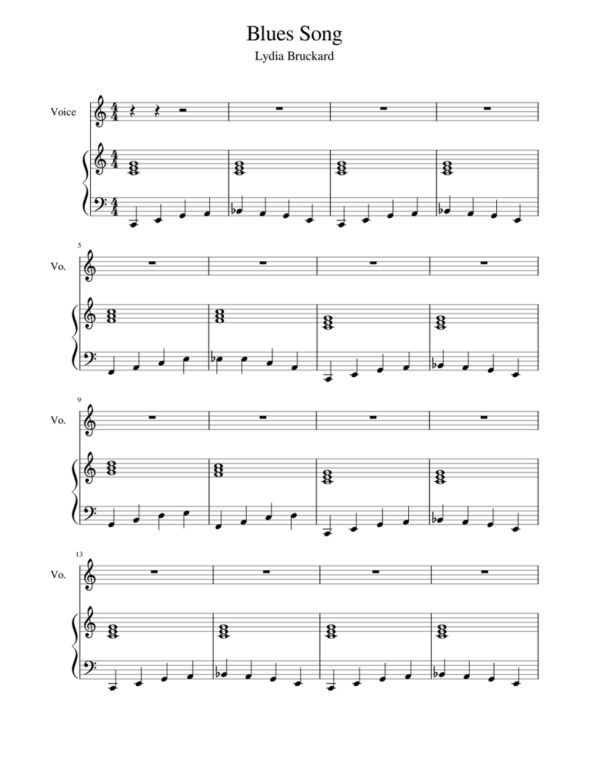 Blues song Template (1) Sheet Music for Piano, Vocals (Piano-Voice ...
