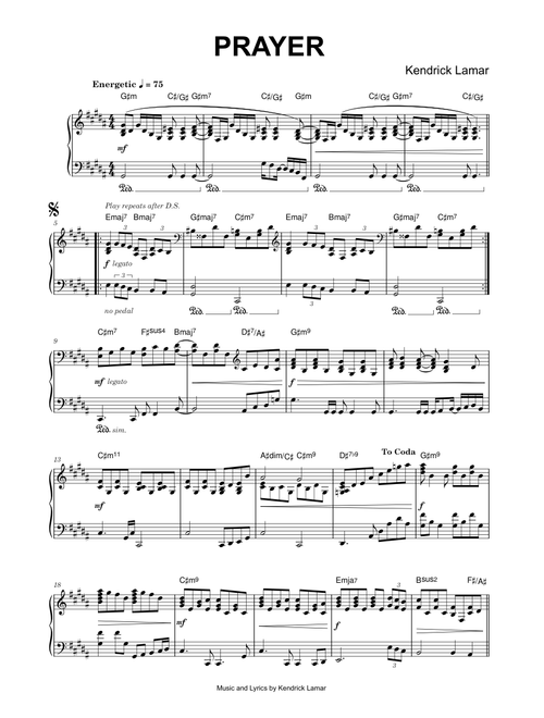 Prayer - Kendrick Lamar (Piano)