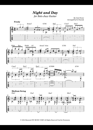 Night And Day Sheet Music with Chords for Guitar (Solo
