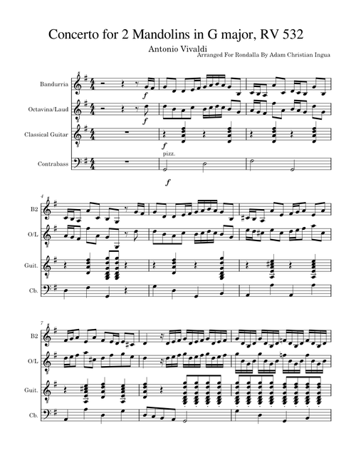 Concerto For Two Mandolin - Arranged For Rondalla By Adam Christian Ingua