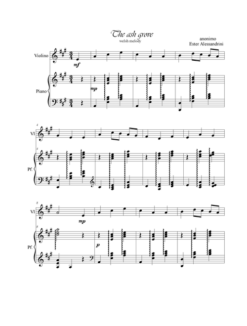 The ash grove. Violin and piano duo (Arr. Ester Alessandrini) - Anonimo (Violin and Piano)