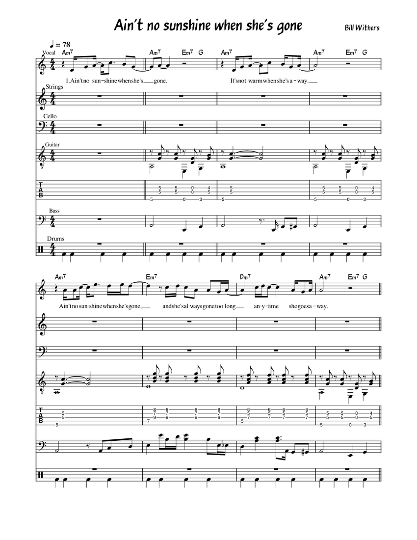 Ain t no sunshine when she s gone Sheet music for Piano (Solo