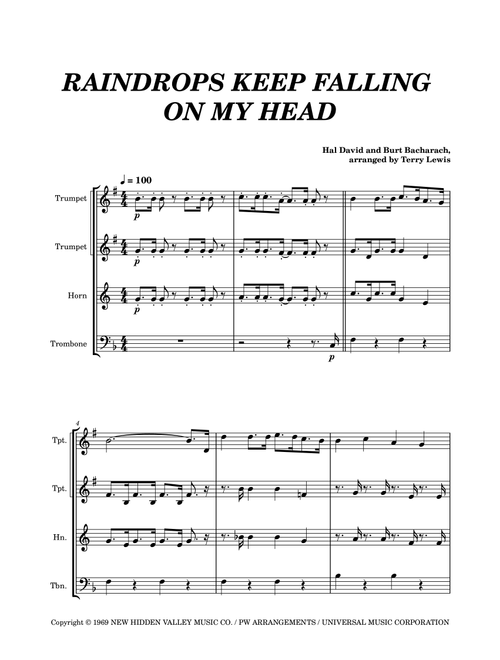 Raindrops Keep Falling On My Head (Arr. Terry Lewis) - Various Artists (Brass Ensemble)