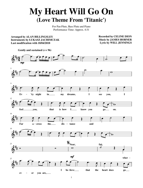 My Heart Will Go On (for SaxAlto)