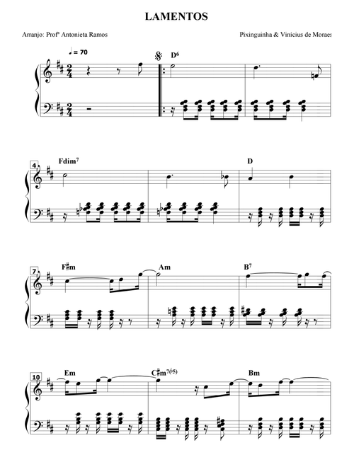 Lamento (Arr. Antonieta Ramos Valverde) - Antonio Carlos Jobim, Vinicius de Moraes (Piano Solo)
