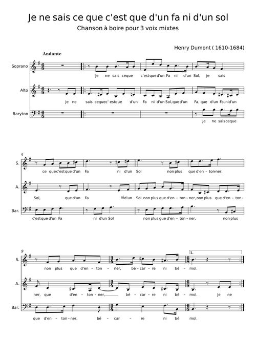 Je ne sais ce que c'est que d'un fa ni d'un sol – Henry Dumont