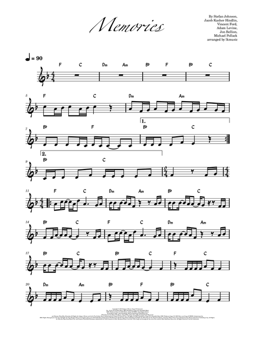 Memories (Arr. Lkmusic) - Maroon 5 (Trumpet Solo)