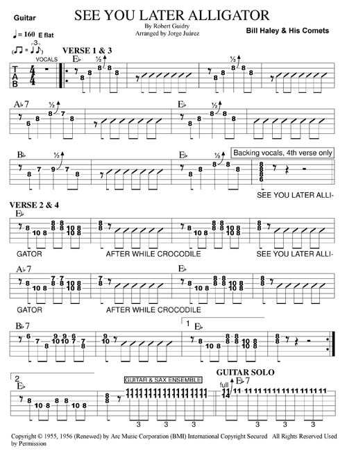 See You Later, Alligator (Arr. Jorge Juárez) - Bill Haley & His Comets (Guitar Tab)