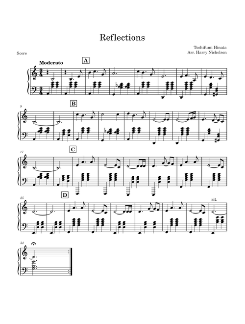 Reflections – Toshifumi Hinata Arr. Harry Nicholson