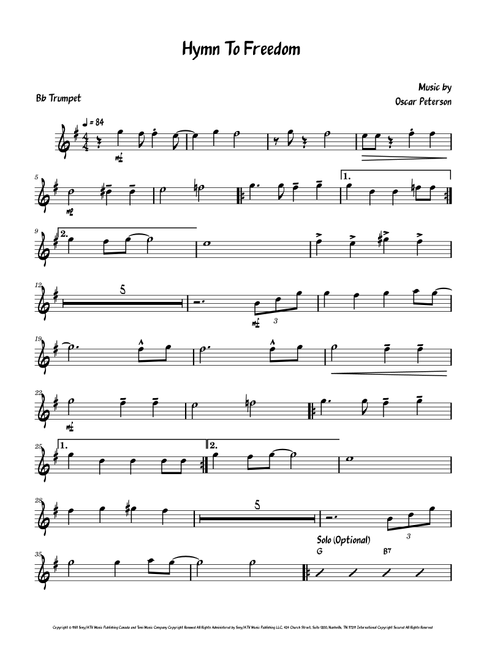 Hymn To Freedom (Arr. David Lartey) - Oscar Peterson (Trumpet Solo)