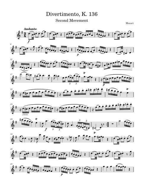Divertimento, K. 136