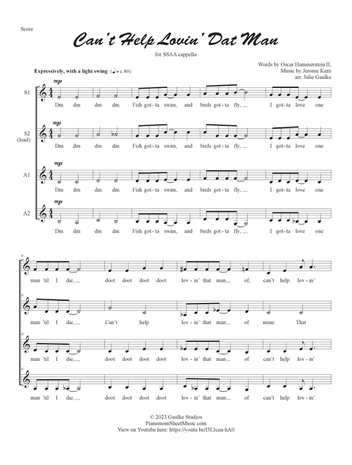 Can’t Help Lovin’ Dat Man for SSAA a cappella KEY OF C (Arr. Julie Gaulke) - Publick Domain (Barbershop Quartet)