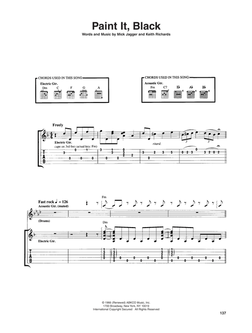 Paint It, Black - The Rolling Stones (Guitar Tab)