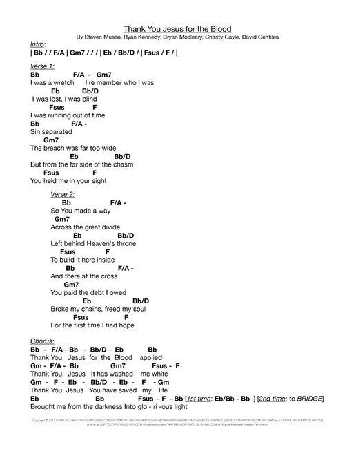 Thank You Jesus For The Blood (Arr. Pamela Tucker) - Charity Gayle (Guitar Chords-Lyrics)