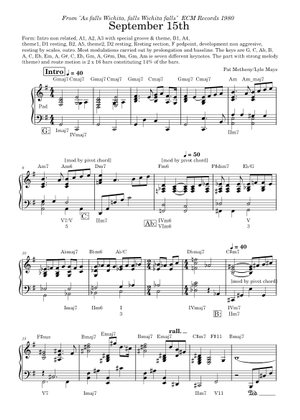 September fifteenth – Pat Metheny September_Fifteenth Sheet Music for ...