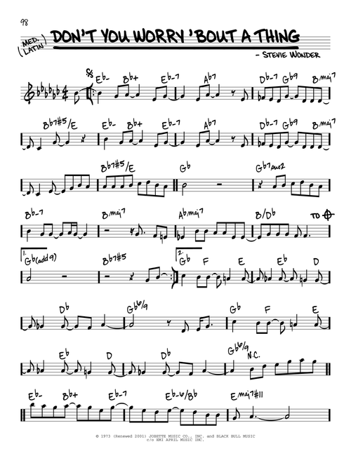 Don't You Worry 'Bout A Thing - Stevie Wonder (Real Book - Melody-Chords)