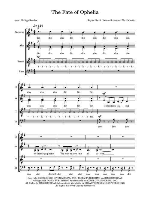 The Fate Of Ophelia (Arr. Philipp Sander) - Taylor Swift (Choral, SATB)