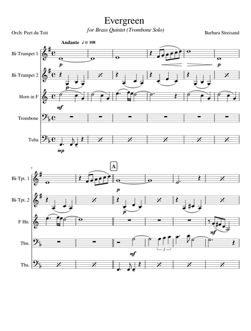 Evergreen - Barbara Streisand (Brass Quintet)