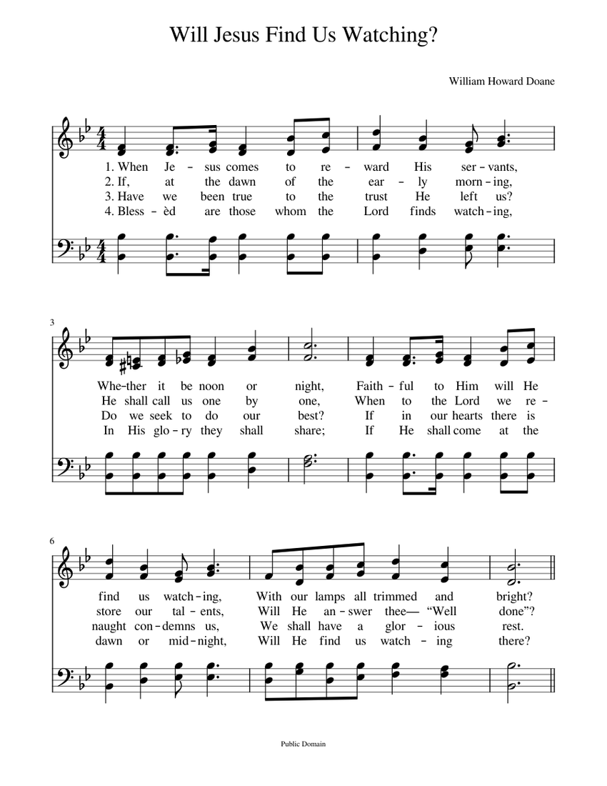 When Jesus comes to reward His servants W. Howard Doane Sheet music