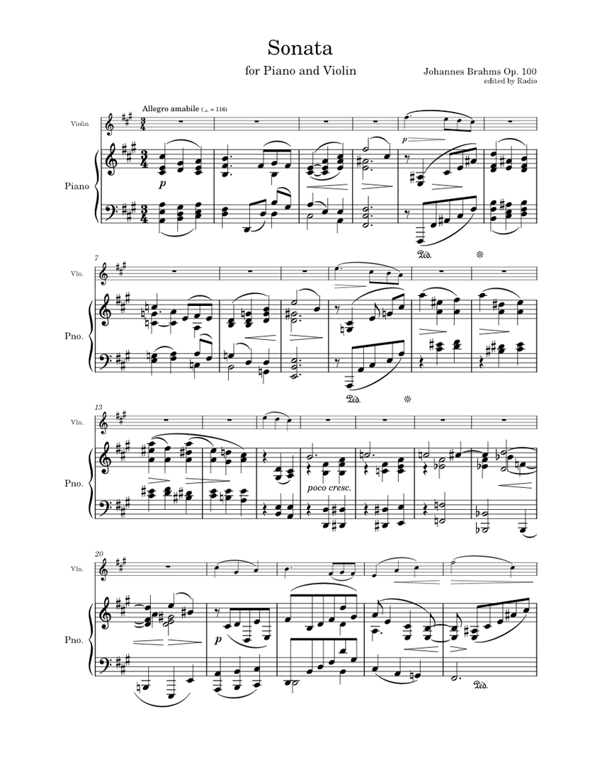 Sonata for Piano and Violin Op. 100 - Johannes Brahms (WIP