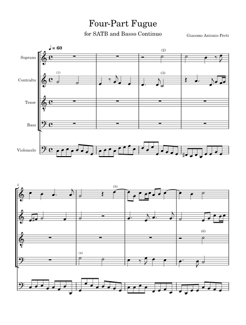 Fugue for 4 Voices and Basso Continuo – Giacomo Antonio Perti