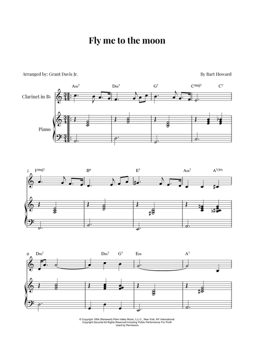 Fly Me To The Moon (In Other Words) (Arr. Grant Davis Jr.) - Tony Bennett (Clarinet and Piano)