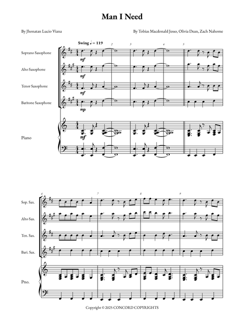 Man I Need (Arr. Jhonatan Lucio Viana) - Olivia Dean (Small Ensemble)