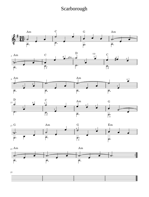 Scarborough fair – for guitar