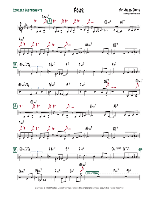 Four (Arr. Rob Ames) - John Coltrane (Lead Sheet - Fake Book)