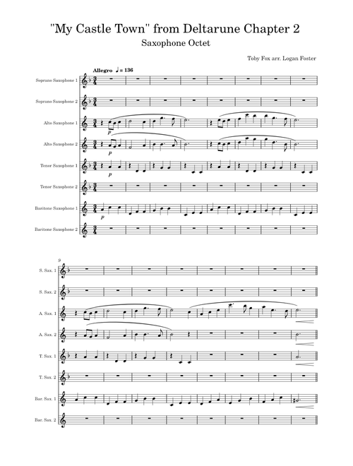 My Castle Town for saxophone ensemble – Toby Fox