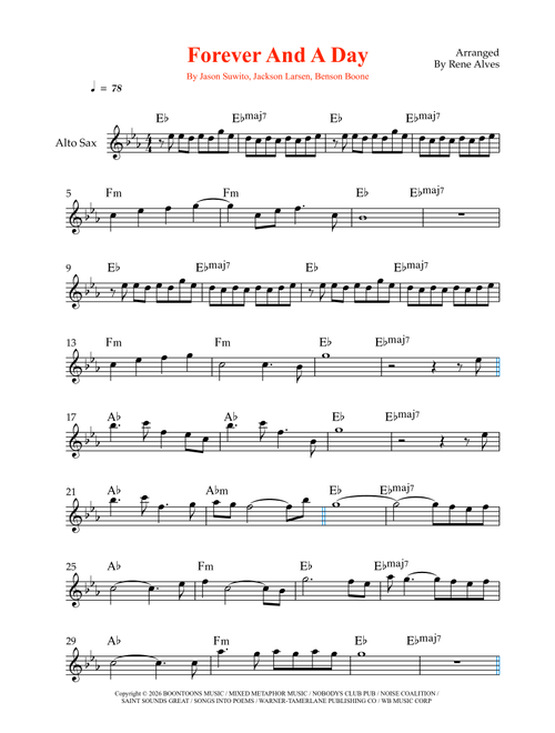 Forever And A Day (Arr. Rene Alves) - Benson Boone, Jason Suwito, Jackson Larsen (Alto Sax Solo)