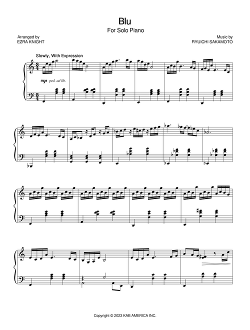 Blu (Arr. Ezra Knight) - Ryuichi Sakamoto (Piano Solo)