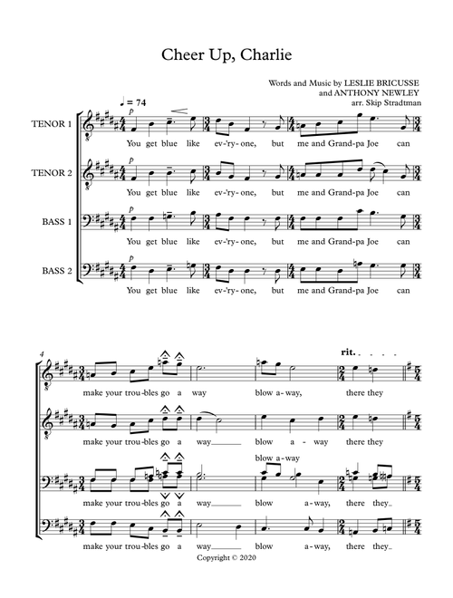 Cheer Up, Charlie (Arr. Skip Stradtman) - Leslie Bricusse, Anthony Newley (Choral, TTBB)