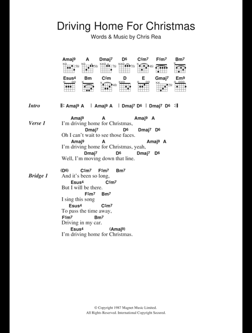 Driving Home For Christmas - Chris Rea (Guitar Chords-Lyrics)
