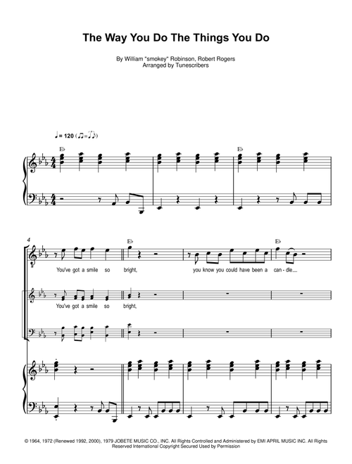 The Way You Do The Things You Do (Arr. Tunescribers) - William "Smokey" Robinson, Robert Rogers (Piano Vocal)
