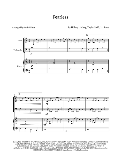 Fearless (Arr. André Nusa) - Taylor Swift (String Ensemble)